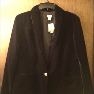J Crew Factory Black Velvet one button blazer.